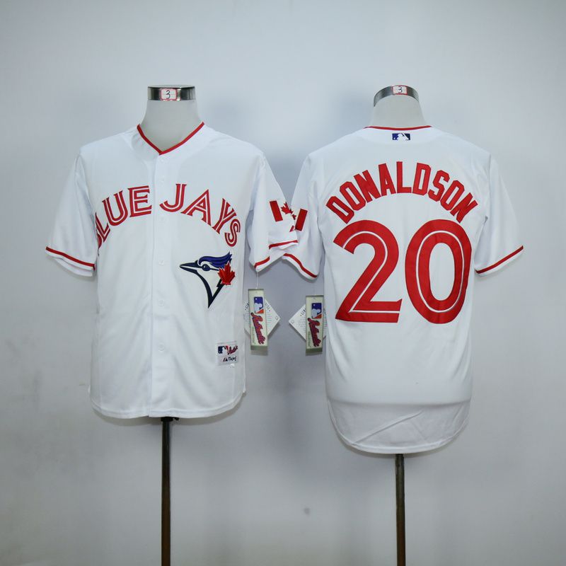 Men Toronto Blue Jays 20 Donaldson White Red MLB Jerseys